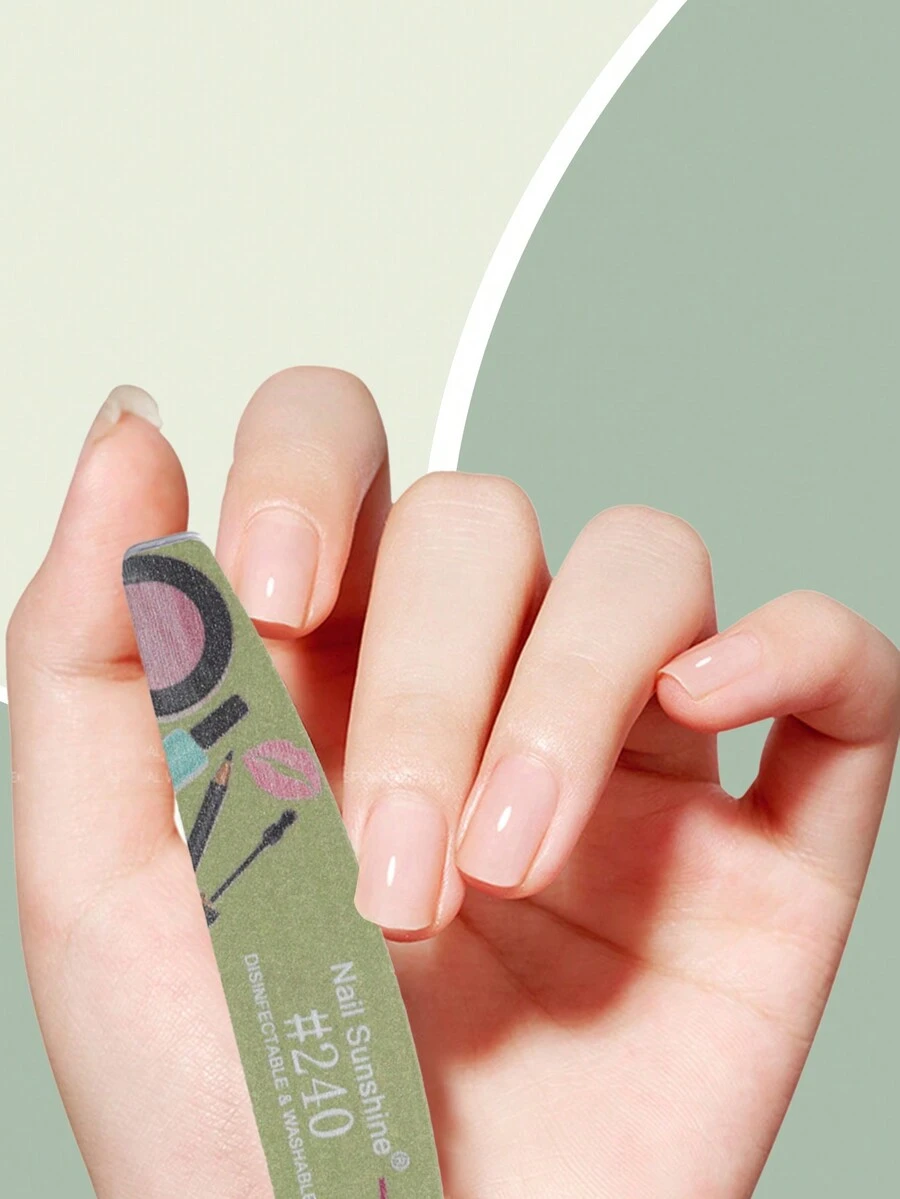 12pcs 240/240 Green Printed Nail File For Makeup - Multicolor - View 1