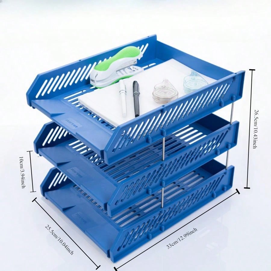 3-Tier Desktop File Organizer Tray Document Holder Data Sorting Shelf ...