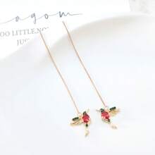 歐美時尚配飾復古熱門展翅鳥耳環,女士誇張的動物幾何耳線掛墜耳環 - 紅色 - 查看 4