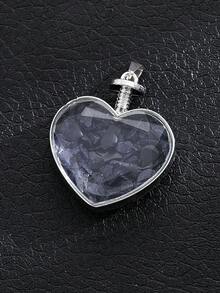 1入組天然礫石拋光迷你石頭心形許願瓶紫水晶吊墜療癒靈氣飾品製作DIY項鍊禮品 - 天然石吊墜 - 查看 4
