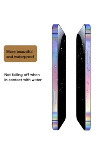 3pcs Colorful Luminous Phone Frame Protector + Lens Decorative Sticker Compatible With IPhone 12/13/14/15/16 Pro Max Series, Self-Healing, Anti-Fingerprint, Scratch-Resistant, Waterproof