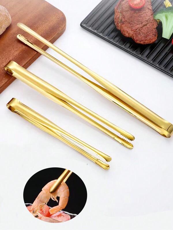 1 pieza Pinza para alimentos de acero inoxidable dorado, Pinza para palillos de acero inoxidable dorado, Estilo coreano Pinza para palillos de acero inoxidable 304, Pinza para palillos de acero inoxidable, Pinza estilo coreano para barbacoa, Pinza para pan, Pinza para barbacoa, Utensilios de bufé de hotel, Pinza de hielo con dientes largos, Pinza para barbacoa, Pinza para cubitos de hielo, Pinza para alimentos de barbacoa en el hogar, Pinza para pan, Pinza para barbacoa. Pinza para bistec, Utensilios de cocción, Utensilios para reuniones, Cocina, Regalo de Navidad, Suministros escolares