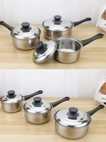 Stainless Steel Battery Pot Set 3 Pots - Silver - View 2