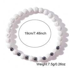 1入組岩石白色火山石多重迷你赫瑪石珠串手鐲,2024時尚男士少年珠寶 - 彩色 - 查看 6