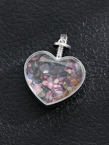 1入組天然礫石拋光迷你石頭心形許願瓶紫水晶吊墜療癒靈氣飾品製作DIY項鍊禮品 - 天然石吊墜 - 查看 10