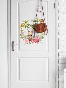 1pc Easter Bunny Shaped Creative Door Sticker, Self-Adhesive Wall Decal For Home Decoration - Multicolor - View 1