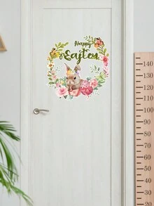1pc Easter Bunny Shaped Creative Door Sticker, Self-Adhesive Wall Decal For Home Decoration - Multicolor - View 5