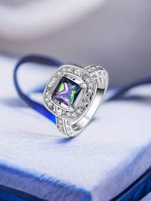 1個時尚精美的方形鋯石戒指,是母親節和情人節禮物的理想之選 - 0111 - 查看 12