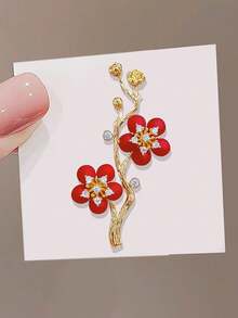 1個女性高端精美的紅梅花胸針 - 紅色 - 查看 4