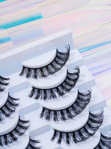 10副5d濃密卷曲假睫毛,具有加長眼尾增大眼睛的效果,4-17毫米 - 眼尾拉長款 - 查看 4