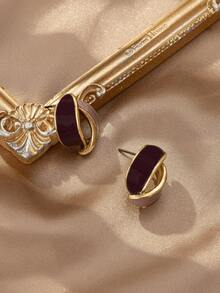 1pair Vintage Fashion Uncommon Design Drip Color Oil Dangle Earrings - Multicolor - View 4