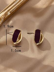 1pair Vintage Fashion Uncommon Design Drip Color Oil Dangle Earrings - Multicolor - View 5