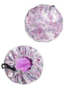 Awegeo 1 Pieza Gorro Infantil Con Botones Estampados, Doble Capa Con Forro Interior De Seda Satinada, Uso Diario Casual, Gorro Transpirable Y Cómodo Para Dormir