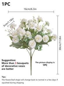 1PC/3PCS Artificial Flowers Silk Carnation Bride Bouquet Fake Plants Room Decor Fall Decor Fake Flowers Garden Autumn Decor Centerpieces Vase For Home New Year's Decor Outdoor Garden Wedding Bouquet Living Room DIY Candy Box Garland Fake Plants Household Products, Valentine Day, Gift - White - View 2