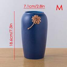 現代簡約創意陶瓷藍色花瓶,適用於客廳電視櫃、餐桌、辦公桌裝飾,花藝裝飾藝術品 - 藍色 - 查看 8