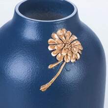 現代簡約創意陶瓷藍色花瓶,適用於客廳電視櫃、餐桌、辦公桌裝飾,花藝裝飾藝術品 - 藍色 - 查看 5