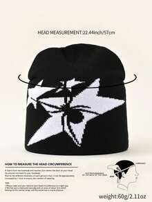 1pc Double-Sided Spider Pattern Knitted Hat, Warm & Fashionable Winter Beanie For Outdoor Sports, Cycling, Travel, Skiing, Shopping, Unisex - Black - View 2