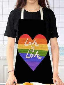 1 件情人節主題愛情圖案圍裙,適合廚房、花園、烘焙和烹飪 - 彩色 - 查看 2