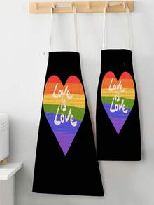 1 件情人節主題愛情圖案圍裙,適合廚房、花園、烘焙和烹飪 - 彩色 - 查看 5