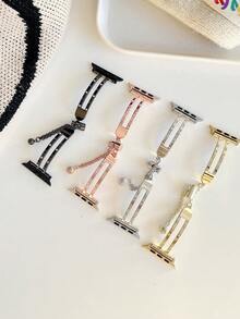 1pc Rhinestone Link Bracelet Watch Band Compatible With 38/40/41/42/44/45/49mm Apple Watch Series Ultra/Se/8/7/6/5/4/3/2/1 - Gold - View 5