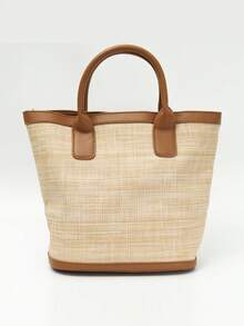 Straw Tote Bag For Women  Crossbody Bag Chic Hobo Purses Retro Satchel Bag Handmade Shoulder Bag Beach Straw Bag Handbag - Brown - View 10