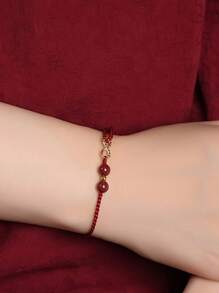 1pc Red Beads Good Luck Bracelets For Women Men, Perfect New Years Gift For Family Lovers Best Friend