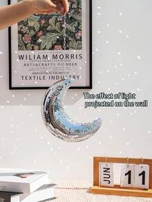 1PC Hanging Disco Ball Moon Shaped Disco Ball Silver Stage Mirror Balls Funky Home Decor - Silver - View 3