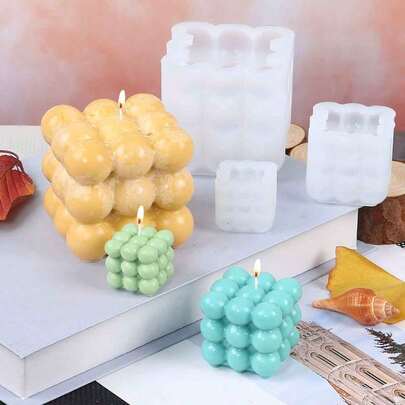 1 khuôn làm nến sáp, khuôn silicon hình khối 3D, 3 kích cỡ tùy chọn, dùng để làm nến, xà phòng, đồ trang trí DIY.