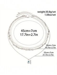 3pcs Set Faux Pearl Necklace Jewelry Women Men Hip Hop Cool Thorns Glasses Clavicle Chain Jewelry Sets - Apricot - View 5