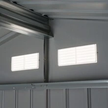 Outsunny Cobertizo de Jardín Exterior 4,83 m² 277x195x192 cm Caseta de Jardín Metálica para Almacenamiento de Herramientas con Base Incluida y 4 Ventanas - Amarillo - Ver 6