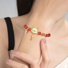 1 Piece Chinese Style Dragon Red And White Bead Rope Bracelet Happy New Year And Good Luck Bracelet - Orb+Nafu+Cute Dragon Bracelet - View 3