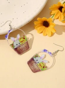1 Pair Minimalist Rabbit Hanging Drop Earrings Women Easter Dangle Jewelry - Multicolor - View 2