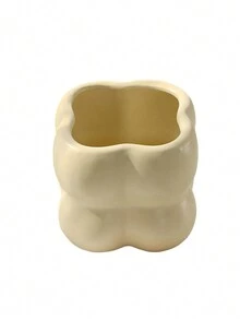 1入組現代創意球型陶瓷花盆,室內收納家居裝飾 - 米色 - 查看 10