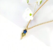 女士個性化族裔寶石頸鍊，心形吊墜承諾刻名定制項鍊，純銀/黃銅附立方氧化鋯誕生石頸鍊，適用於女性、女孩、媽媽 - 金色 - 查看 9