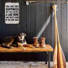 1片復古錫牌金屬招牌--你買不到幸福,但你可以買一個湖上房屋,湖畔生活牆飾別墅禮物12 X 8 英吋 - 多色3 - 查看 2