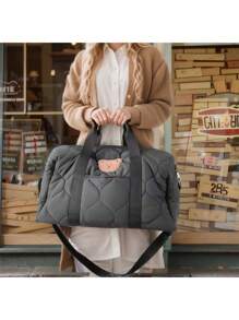 1pc Fashionable Black Mommy Bag With Large Capacity, Suitable For Daily Use, Traveling, And Infant Diaper Storage In Autumn And Winter - Black - View 10
