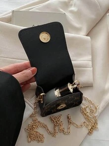 1個女式時尚輕奢對比色迷你軟蓋肩背包，適用於約會