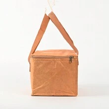 1入組方格手提午餐袋，保溫隔熱袋，餐前袋，大容量便攜式戶外野餐袋，學校組織器袋，教師收納袋，教室收納袋 - 杏色 - 查看 3