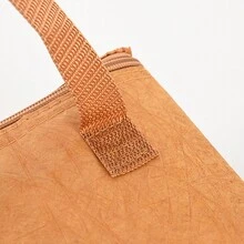 1入組方格手提午餐袋，保溫隔熱袋，餐前袋，大容量便攜式戶外野餐袋，學校組織器袋，教師收納袋，教室收納袋 - 杏色 - 查看 6