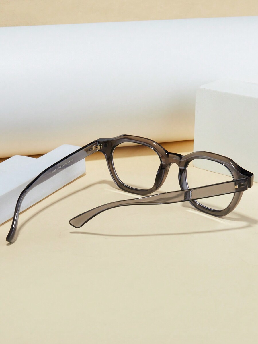 1pc Women's Square & Round Frame Studded Transparent Lens Bluelight