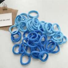 1包裝50入/組漸變色不打結髮圈,糖果色頭帶,彈性毛巾綁帶（隨機顏色） - 彩色 - 查看 9