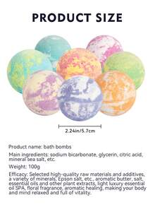 Multicolored Explosion Bath Salt & Sea Salt & Fizzy Bath Bomb Ball, Two-Tone Fruity Scent, 100g, Lots Of Bubbles, Blue Coconut Fragrance - Blue and White - View 3