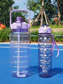 1pc 750ml/2L Large Capacity PC Water Bottle, Shockproof And Unbreakable, Sports & Fitness Portable Straw Cup, Suitable For Home, Outdoor, Work, Travel To Stay Hydrated, Great Gift For Halloween, Christmas - Purple - View 4