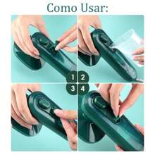 Mini Ferro de Passar Portátil Elétrico Compacto para Roupas Viagem Casa Uso Diário - Verde Menta - Visão 4