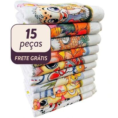 Kit 15 Panos De Prato Bainha Atacado Estampado Revenda