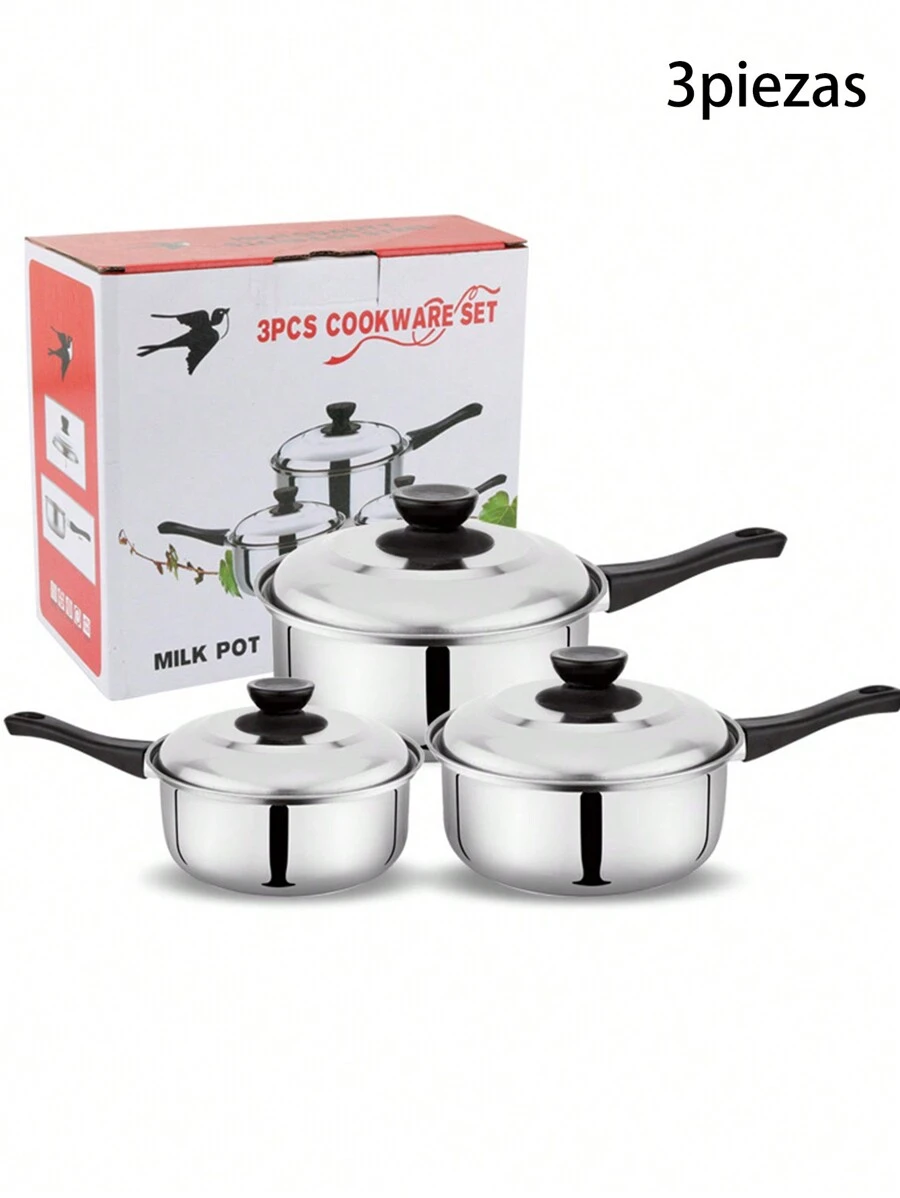 Stainless Steel Battery Pot Set 3 Pots - Silver - View 1