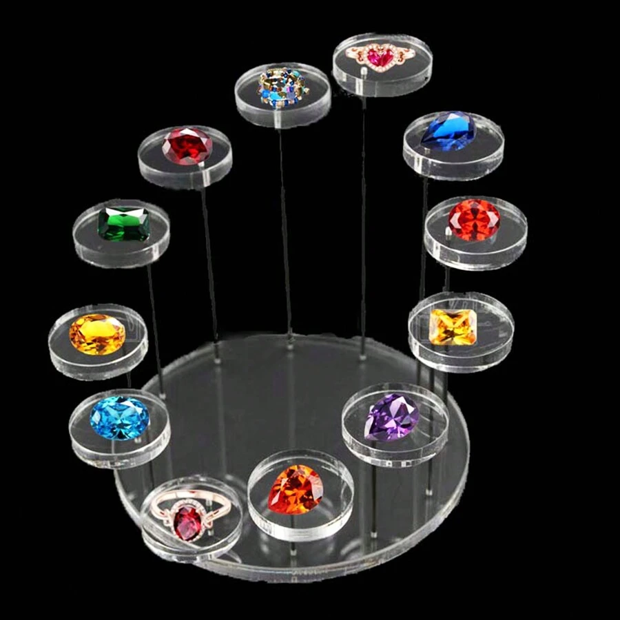 一套甜點展示架有機玻璃珠寶展示架用於戒指手鐲,多層旋轉圓形展示架用於甜點蛋糕 - 無色 - 查看 1