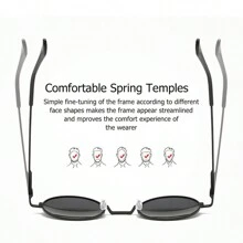 1pc Retro Round Metal Frame Fashion Glasses, Unisex Personalized Prince Mirror - Black - View 6