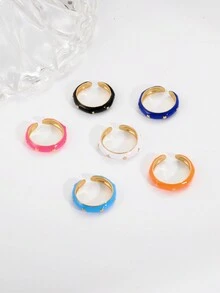 1pc High-End Ins Style Minimalist Colorful Geometric Shape Ring For Women's Accessory, Dating & Party Gift - Multicolor - View 1