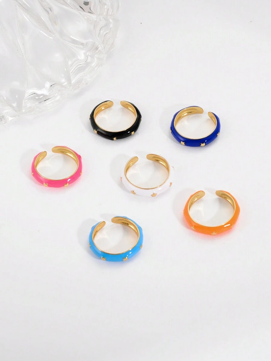 1pc High-End Ins Style Minimalist Colorful Geometric Shape Ring For Women's Accessory, Dating & Party Gift - Multicolor - View 1